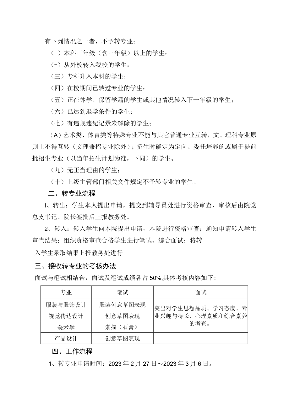 美术与设计学院本科生转专业工作实施方案.docx_第2页