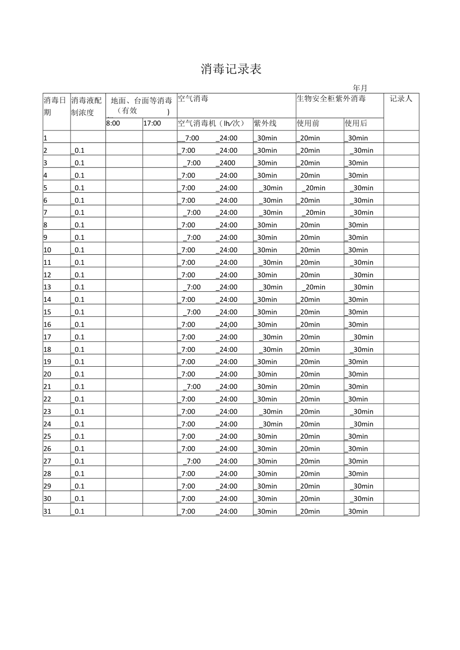 消毒记录表.docx_第1页