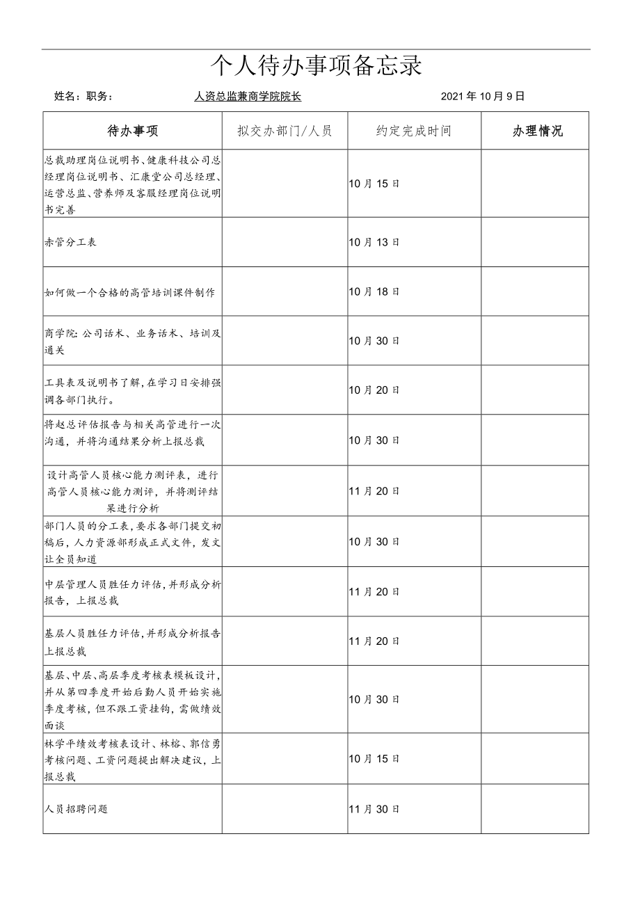 个人待办事项备忘录-10月9日.docx_第1页