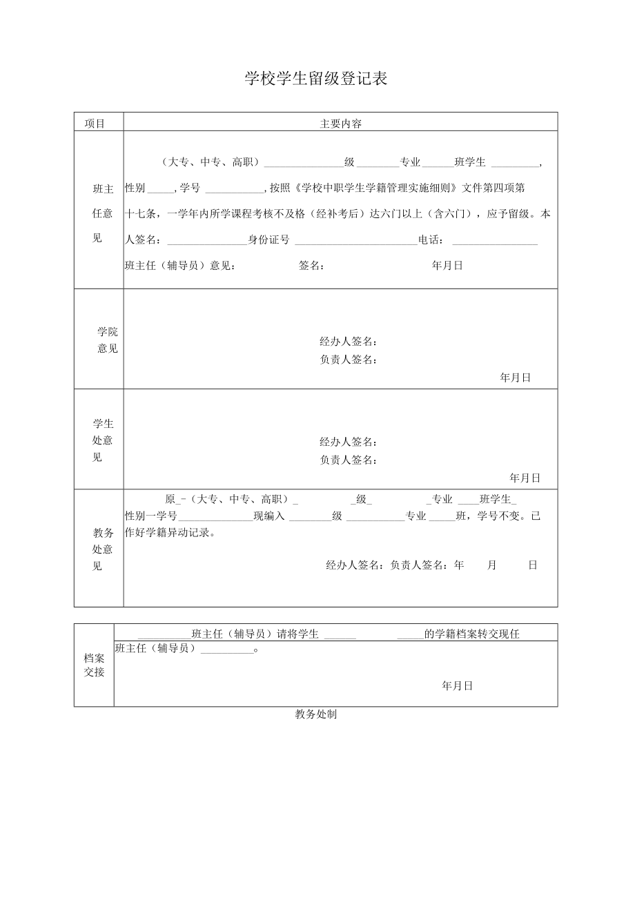 学校学生留级登记表.docx_第1页