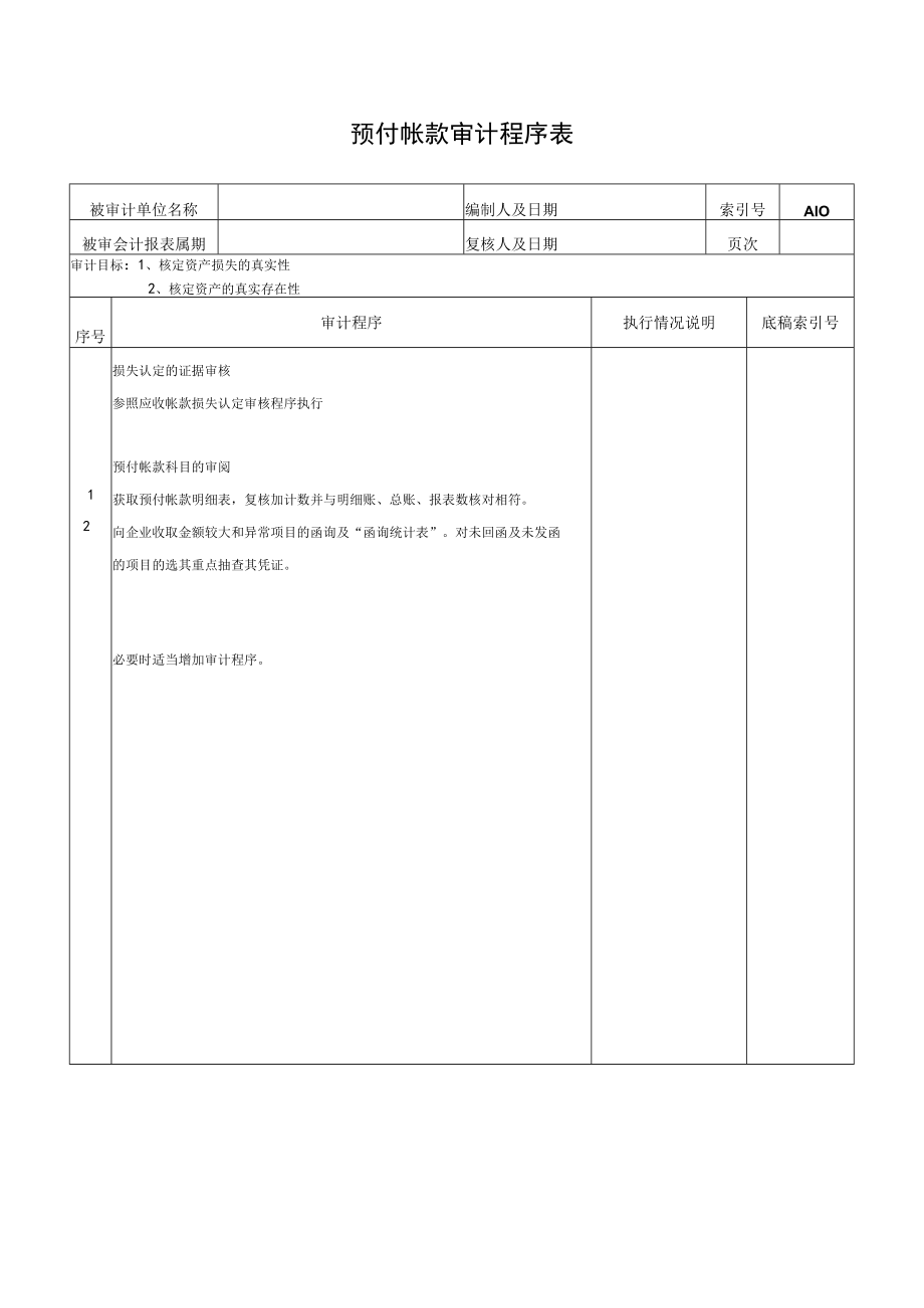 预付帐款审计程序表.docx_第1页