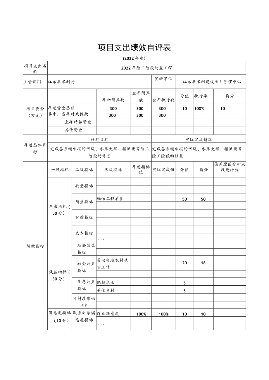 项目支出绩效自评表.docx_第1页