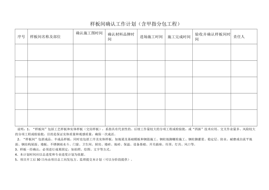 样板间确认工作计划表（含甲指分包工程）.docx_第1页