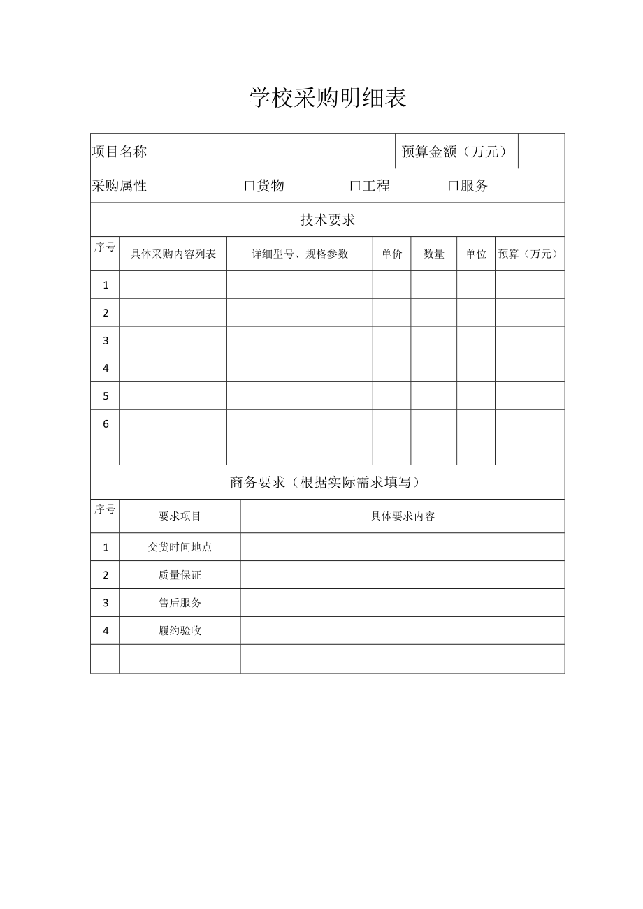 高校、学校采购明细表.docx_第1页