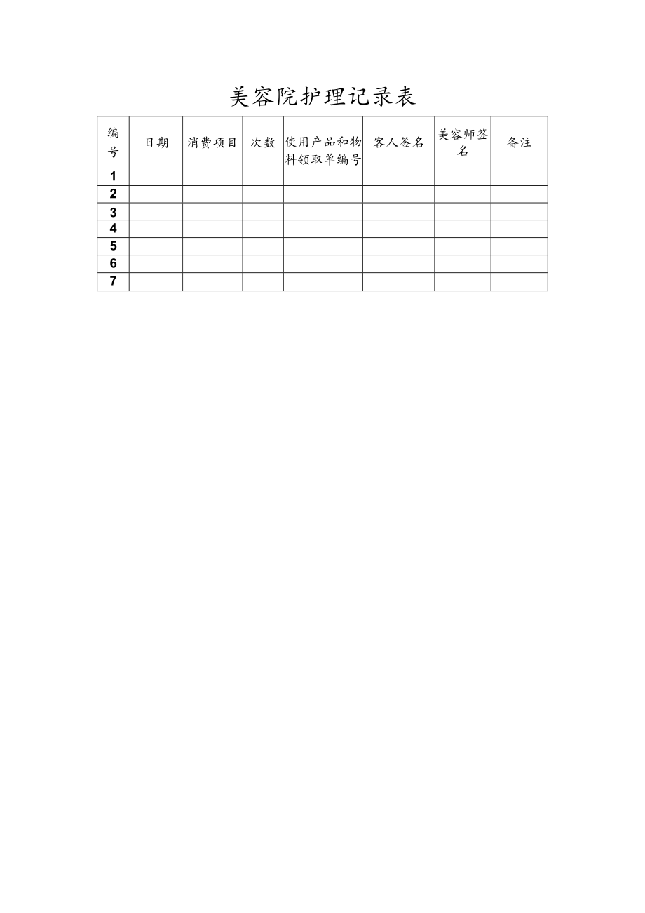 美容院护理记录表.docx_第1页