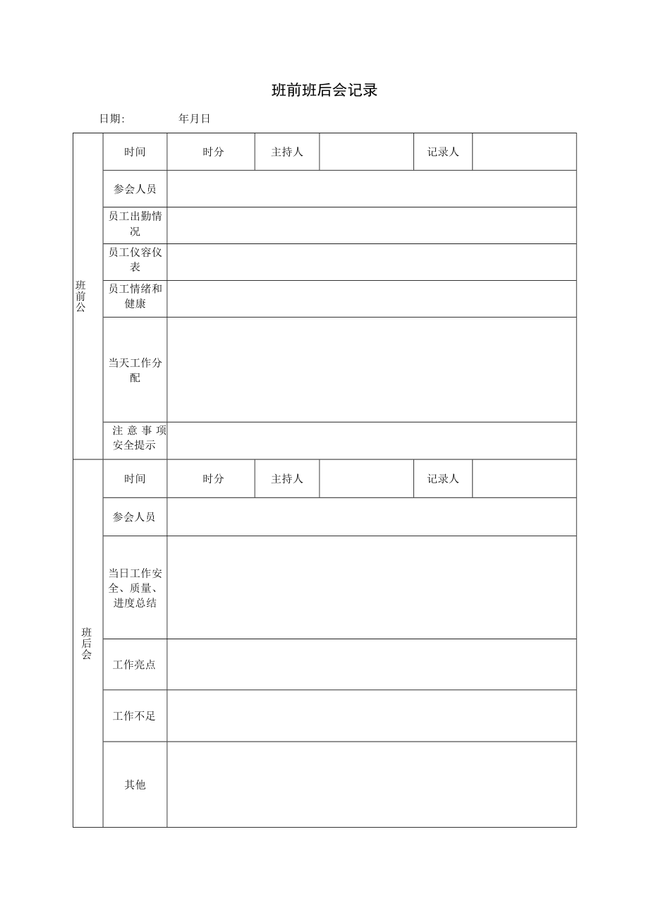 班前班后会记录表.docx_第1页