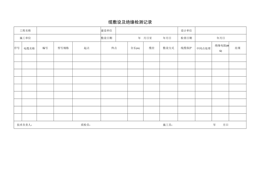 缆敷设及绝缘检测记录.docx_第1页