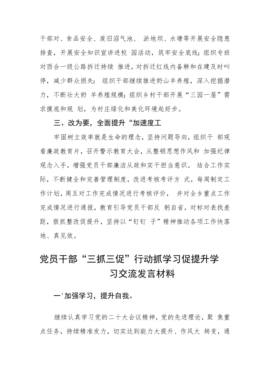 乡党员干部【“三抓三促”行动进行时】研讨发言材料通用三篇合集.docx_第2页