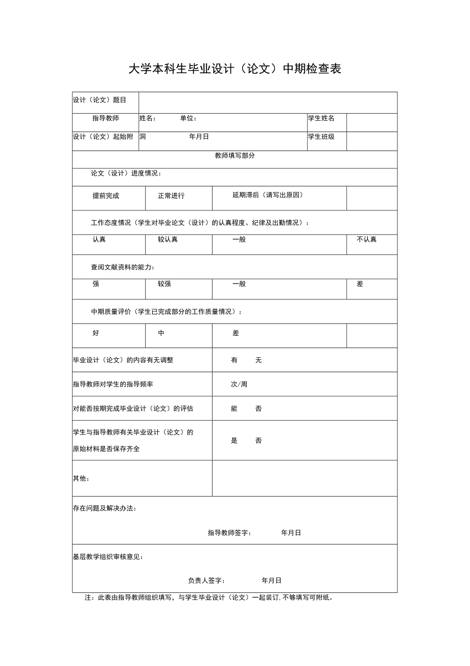 大学本科生毕业设计（论文）中期检查表.docx_第1页