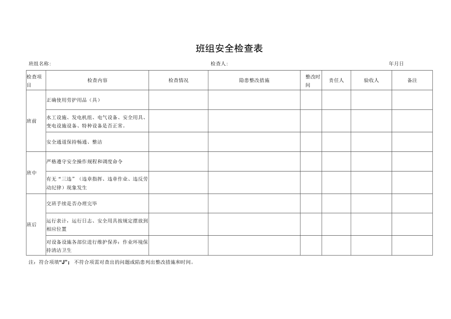 班组 安全检查表.docx_第1页