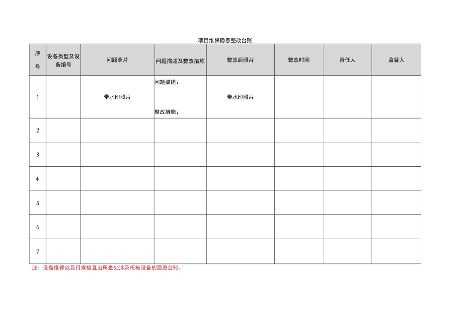 维保隐患整改台账（塔吊 施工电梯）.docx_第1页