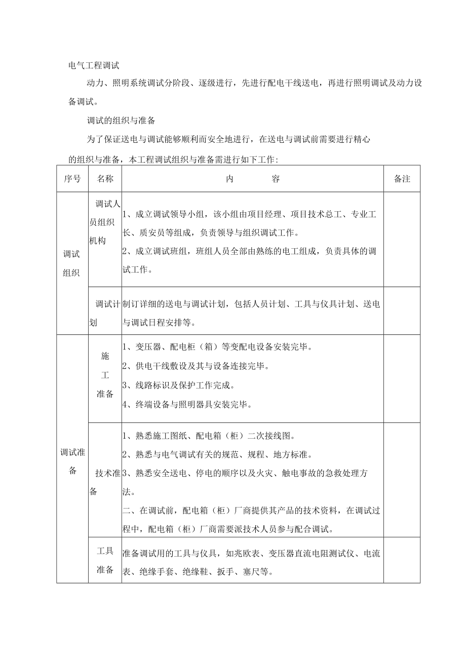 电气工程调试施工方法.docx_第1页