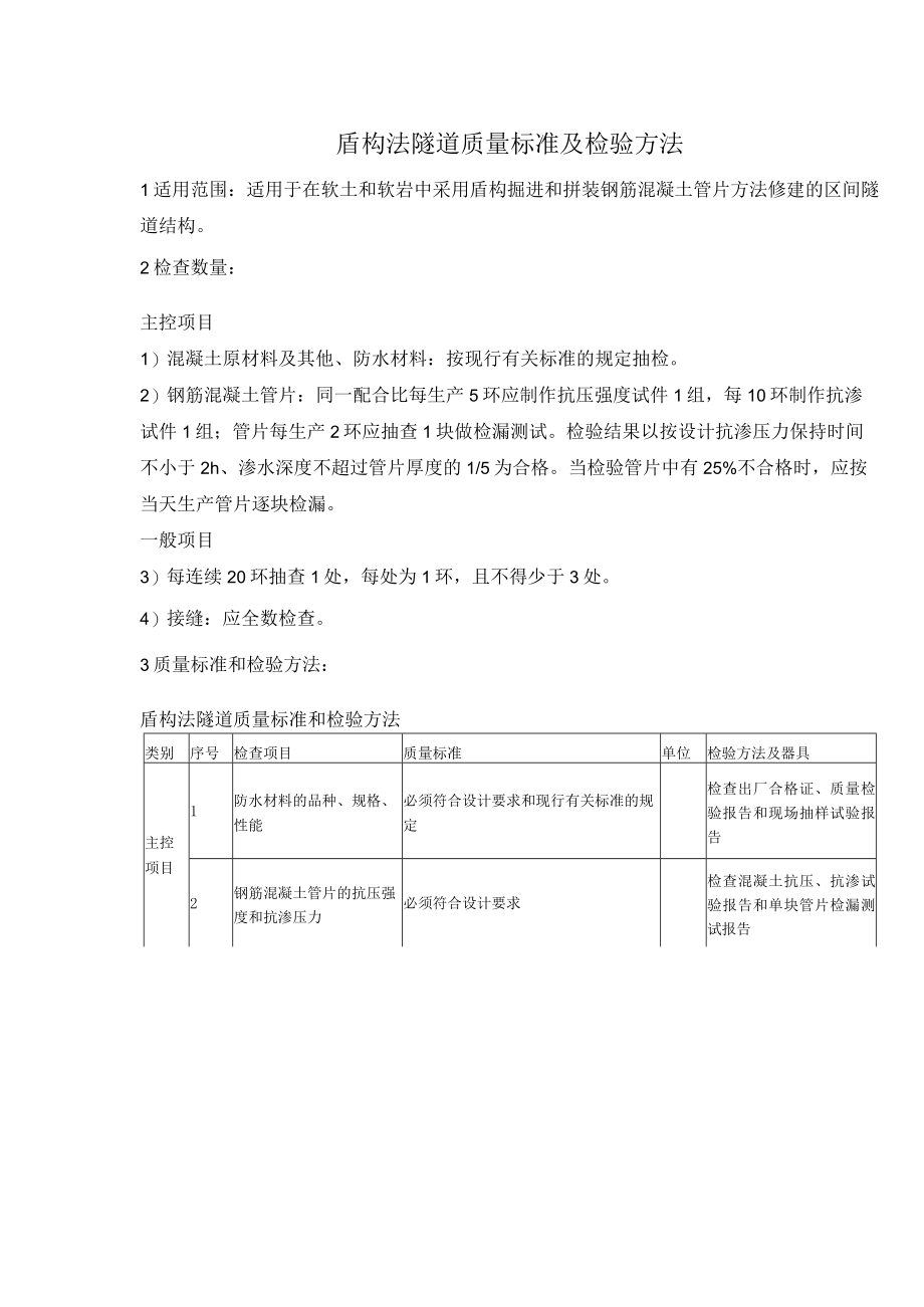 盾构法隧道质量标准及检验方法.docx_第1页