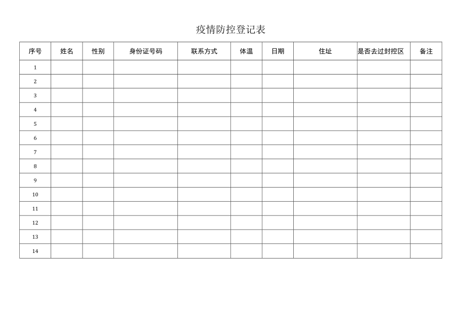 疫情防控登记表.docx_第1页