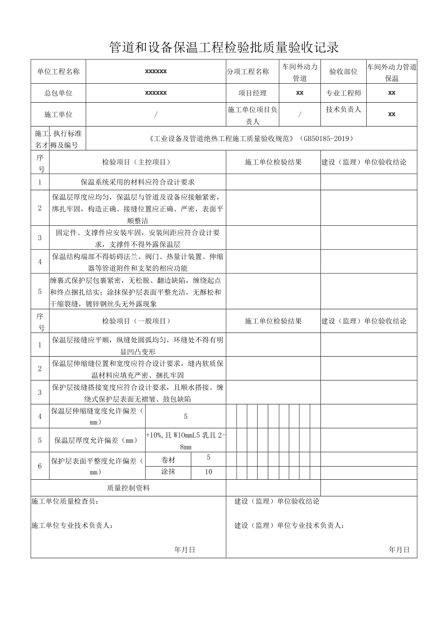 管道和设备保温工程检验批质量验收记录.docx_第1页