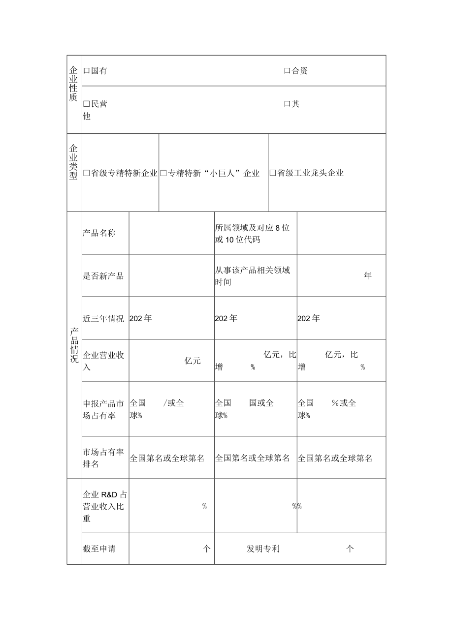 福建省制造业单项冠军申报书福建省工业和信息化厅2023年制.docx_第2页