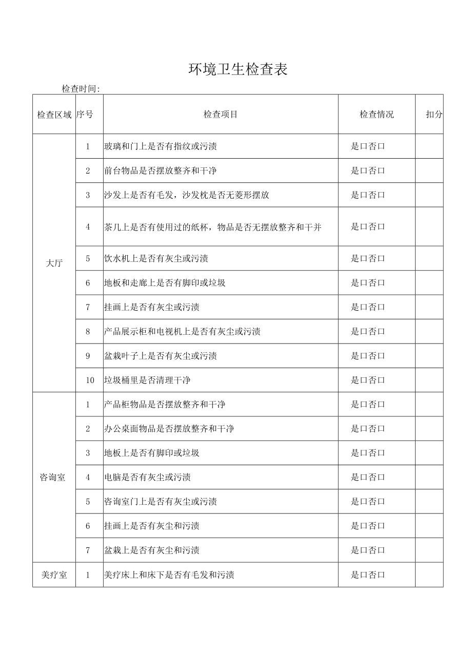 环境卫生检查表.docx_第1页