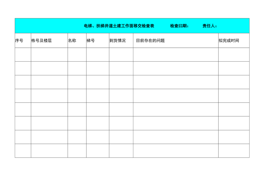 电梯、扶梯井道土建工作面移交检查表.docx_第1页