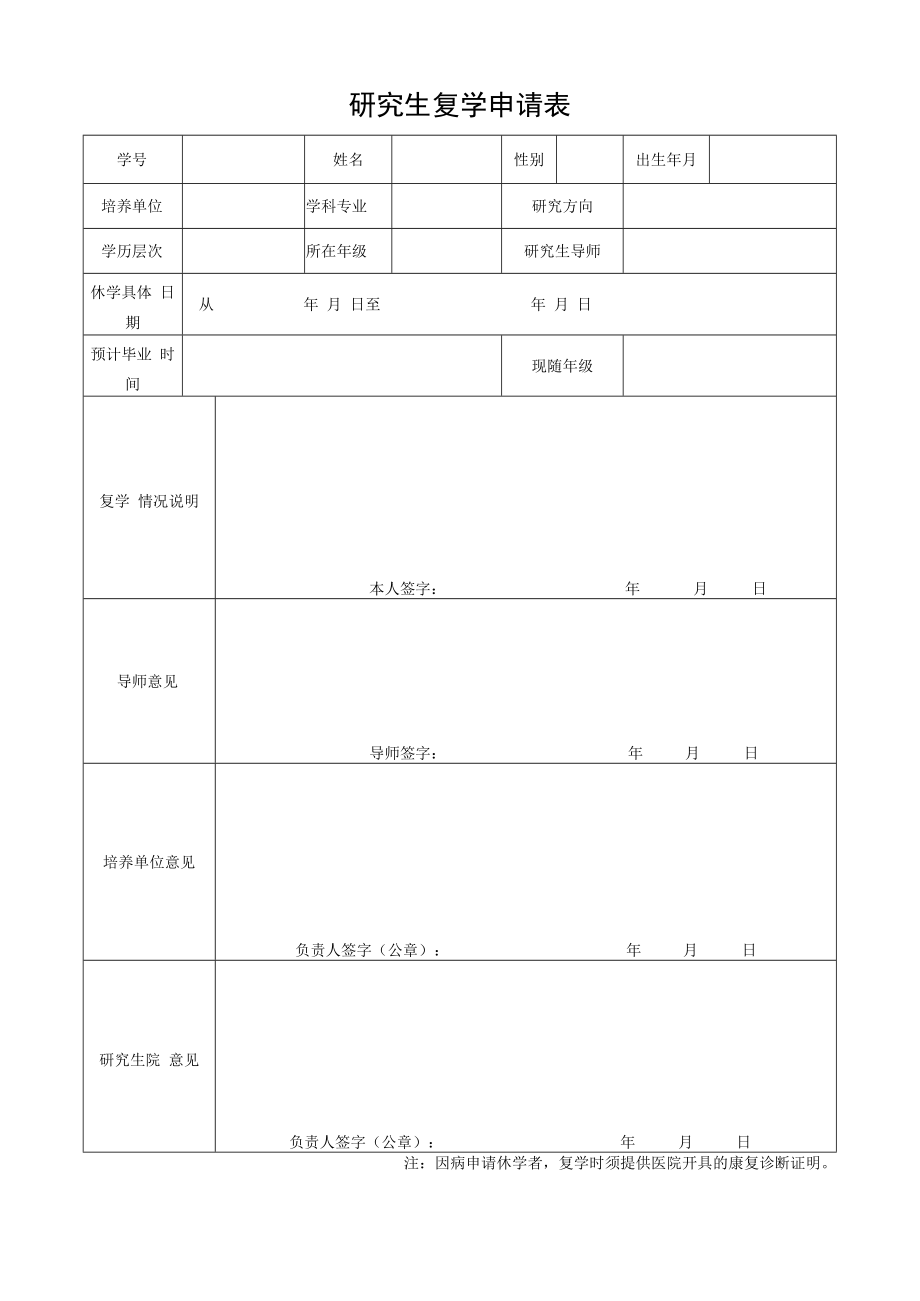 研究生复学申请表.docx_第1页