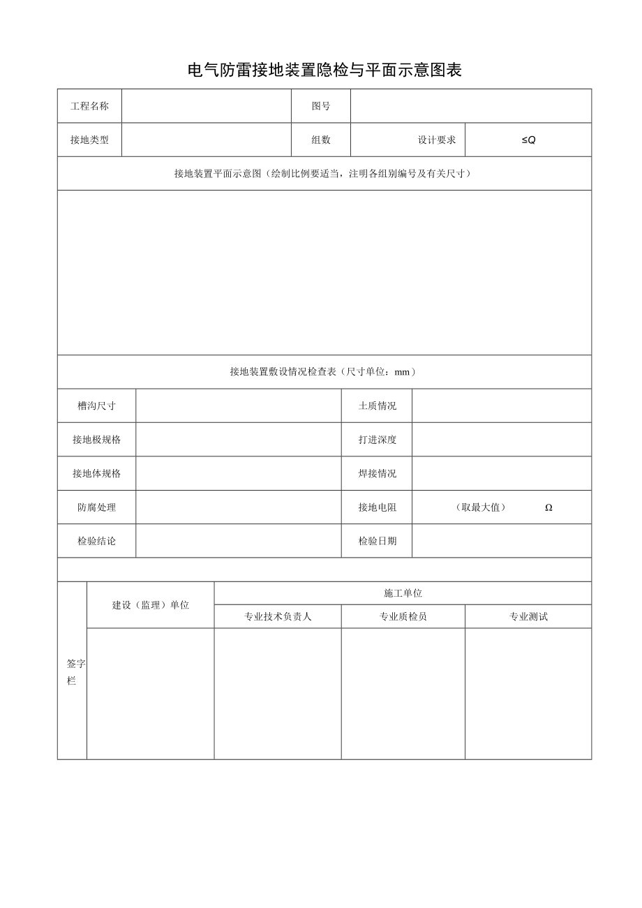 电气防雷接地装置隐检与平面示意图表.docx_第1页