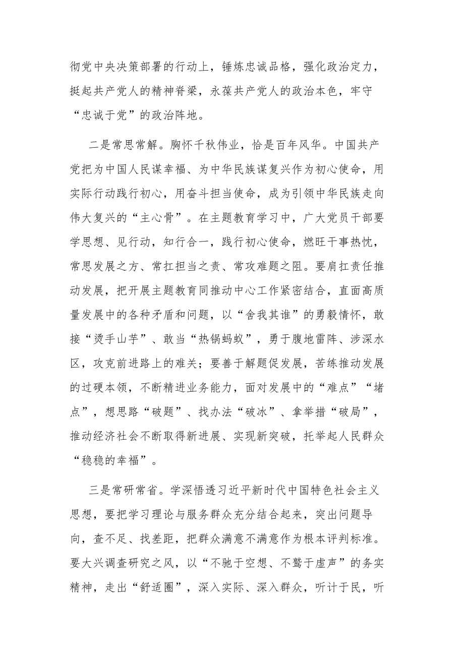 2023年处级党员领导干部学习党内主题教育发言材料范文3篇.docx_第2页