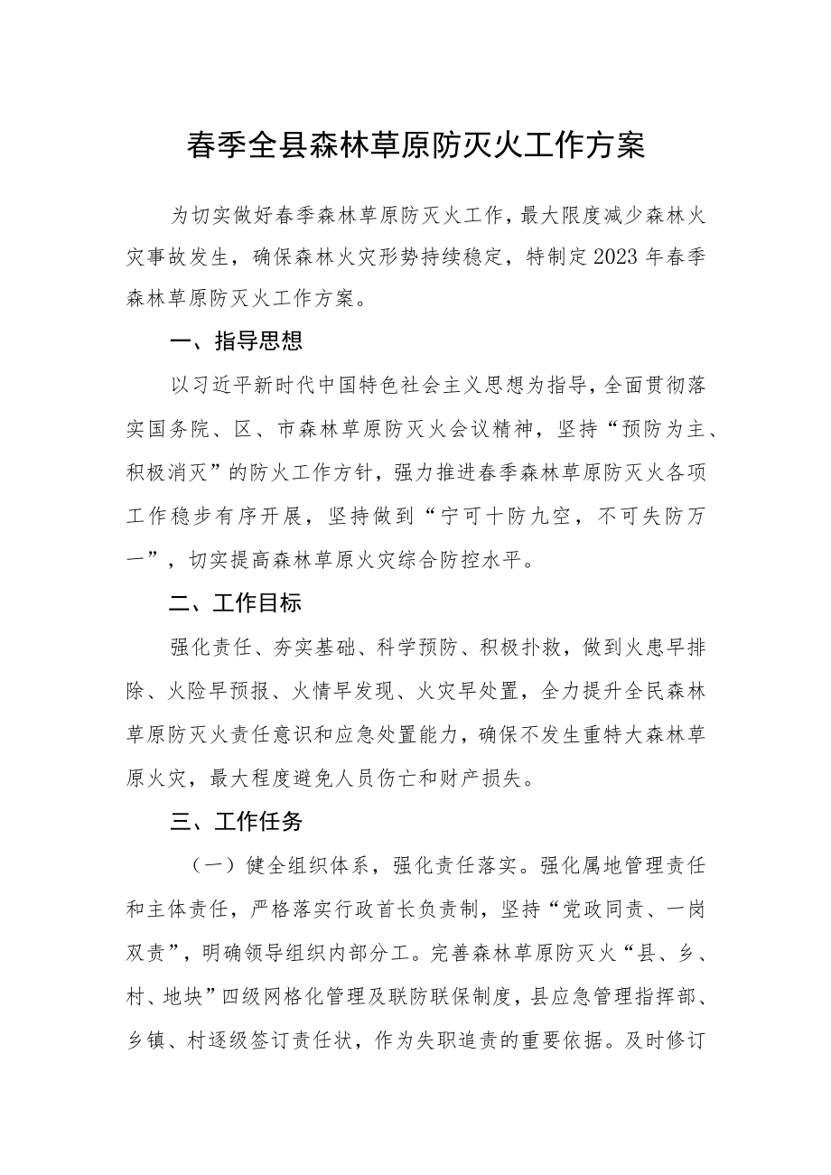 春季全县森林草原防灭火工作方案.docx_第1页