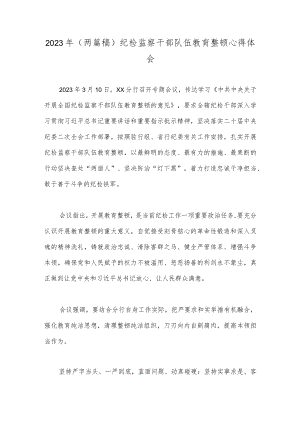 2023年（两篇稿）纪检监察干部队伍教育整顿心得体会.docx