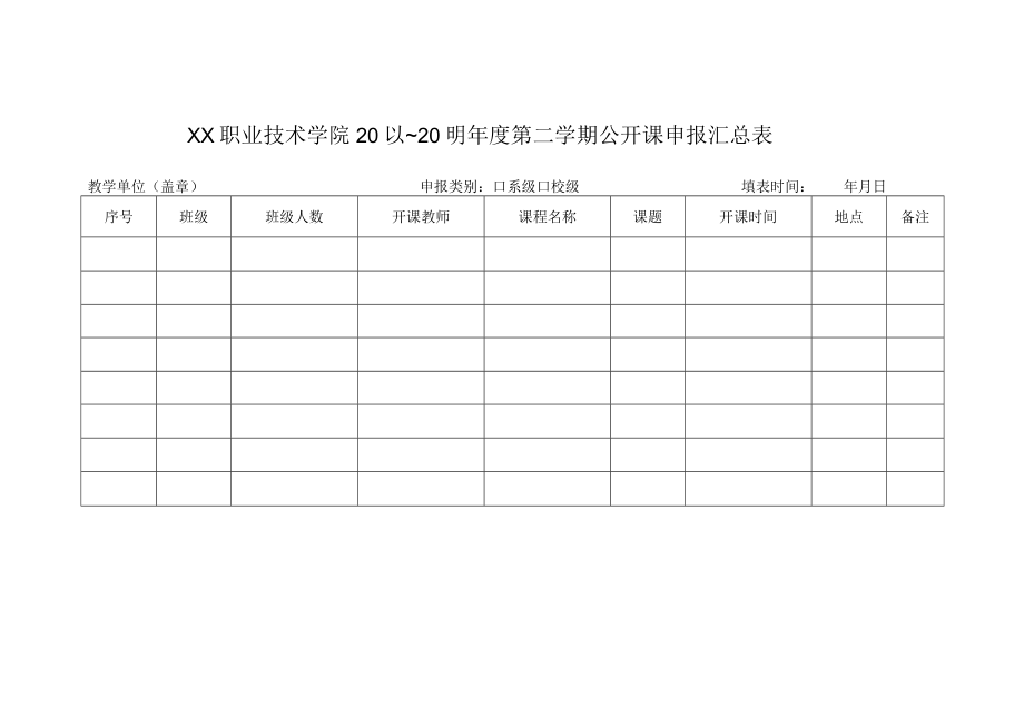 XX职业技术学院公开课申报表.docx_第2页