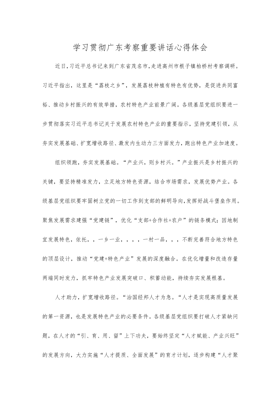 学习贯彻广东考察重要讲话心得体会.docx_第1页