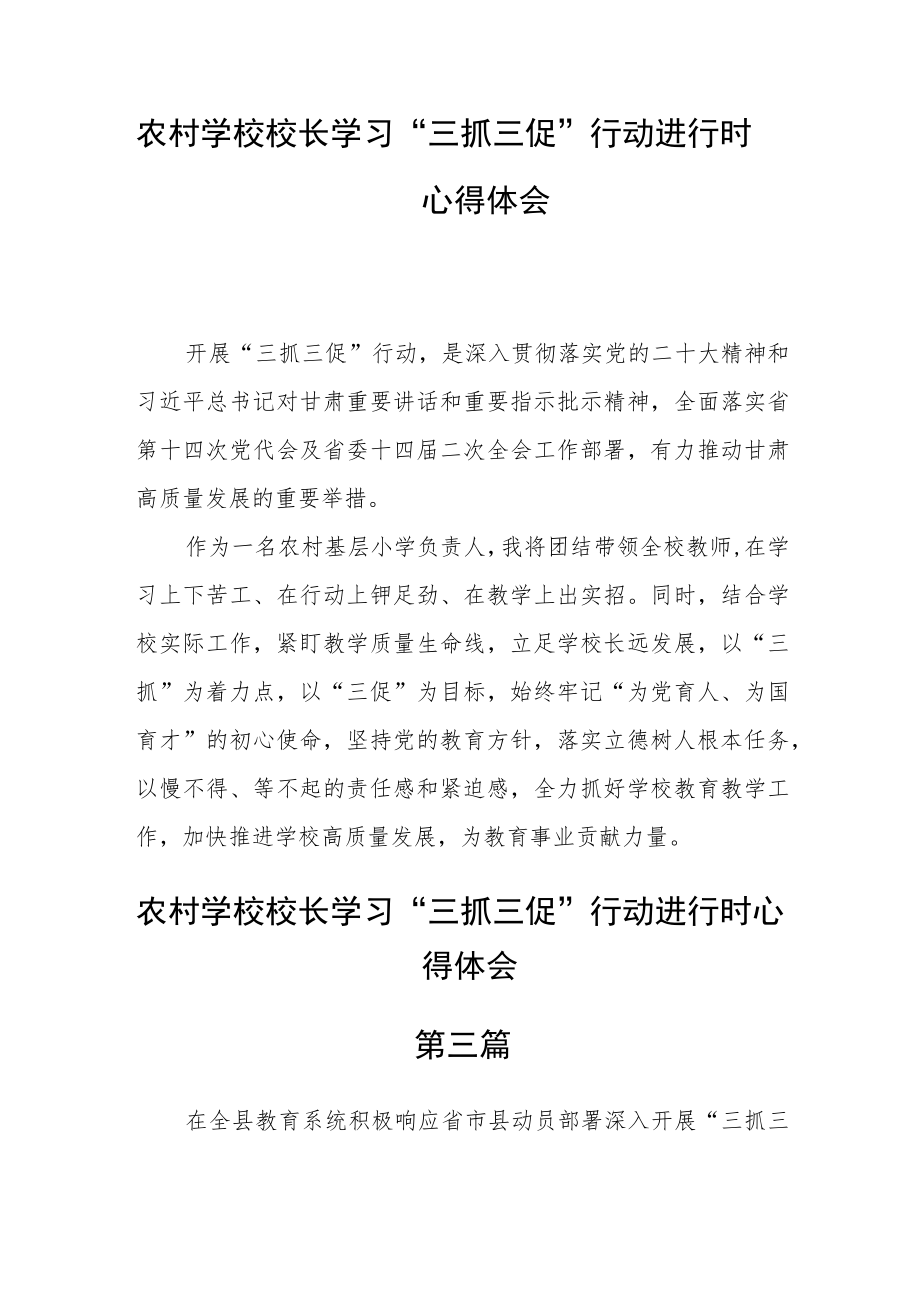 农村学校校长学习“三抓三促”行动进行时心得体会五篇.docx_第2页