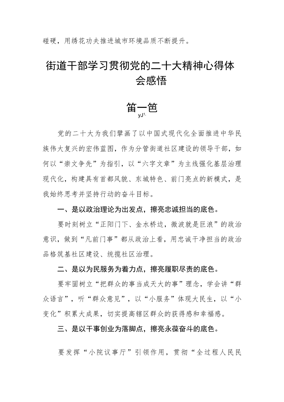 街道干部学习贯彻党的二十大精神心得体会感悟五篇.docx_第2页