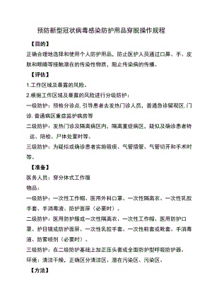 预防新冠病毒感染防护用品穿脱操作规程.docx