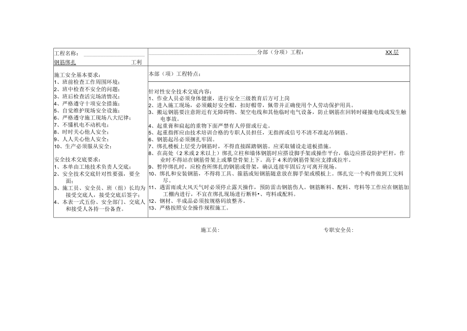 工程施工安全技术交底书(钢筋工).docx_第2页