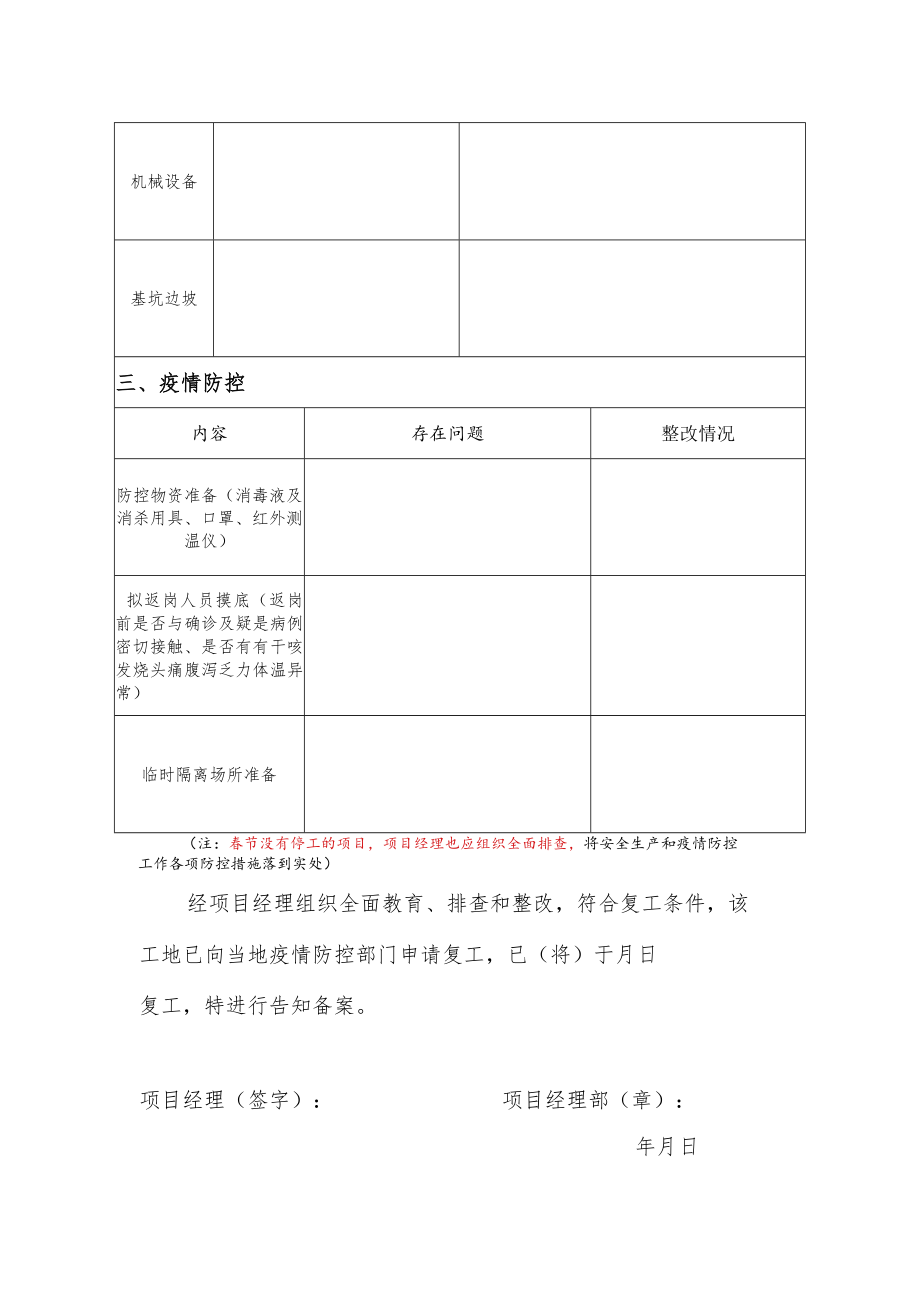 春节后项目安全及疫情防控检查备案表.docx_第2页