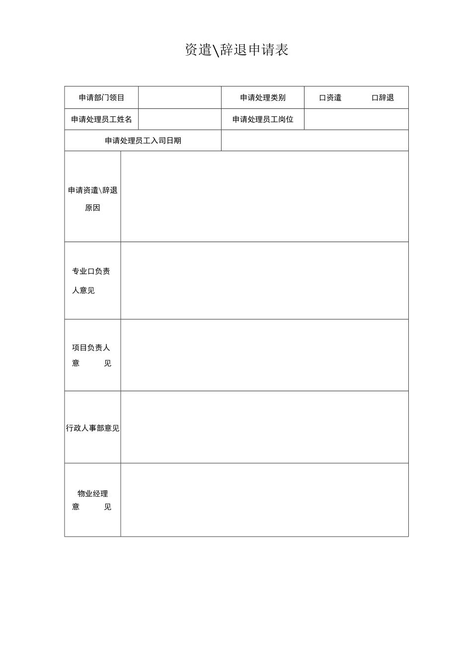 资遣辞退申请表.docx_第1页