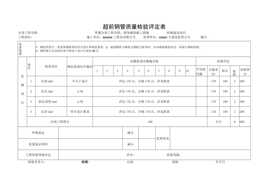 超前钢管质量检验评定表.docx_第1页