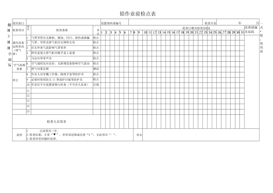 铅作业前检点表.docx_第1页