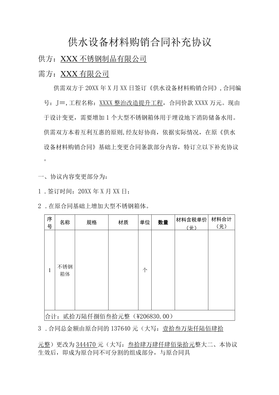 供水设备材料购销合同补充协议.docx_第1页