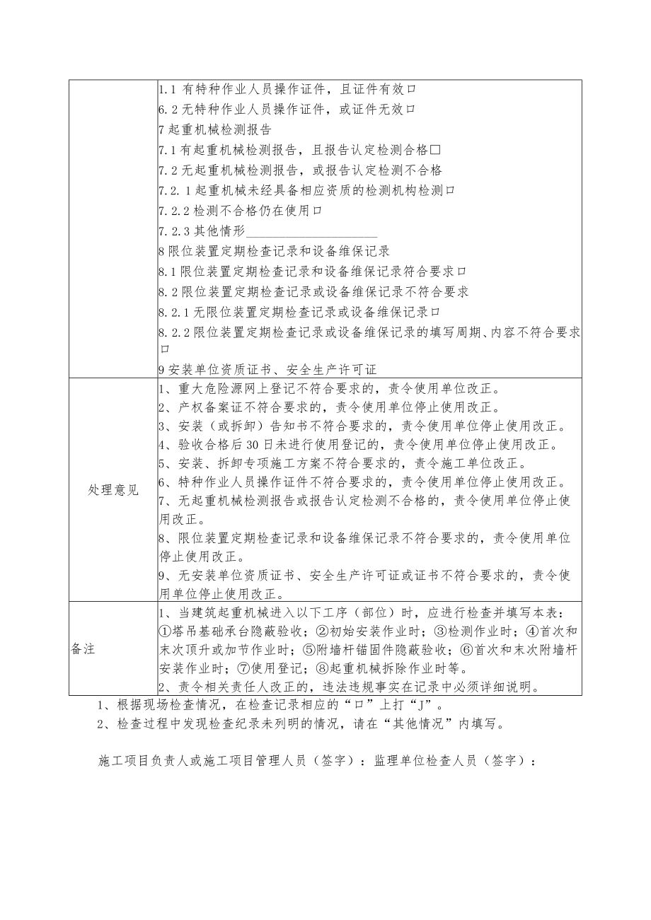 施工升降机、塔式起重机安全监理平行检验工作用表.docx_第2页