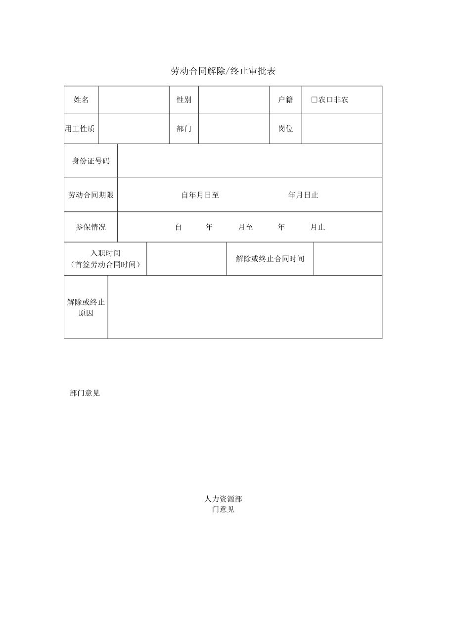 劳动合同解除终止审批表.docx_第1页