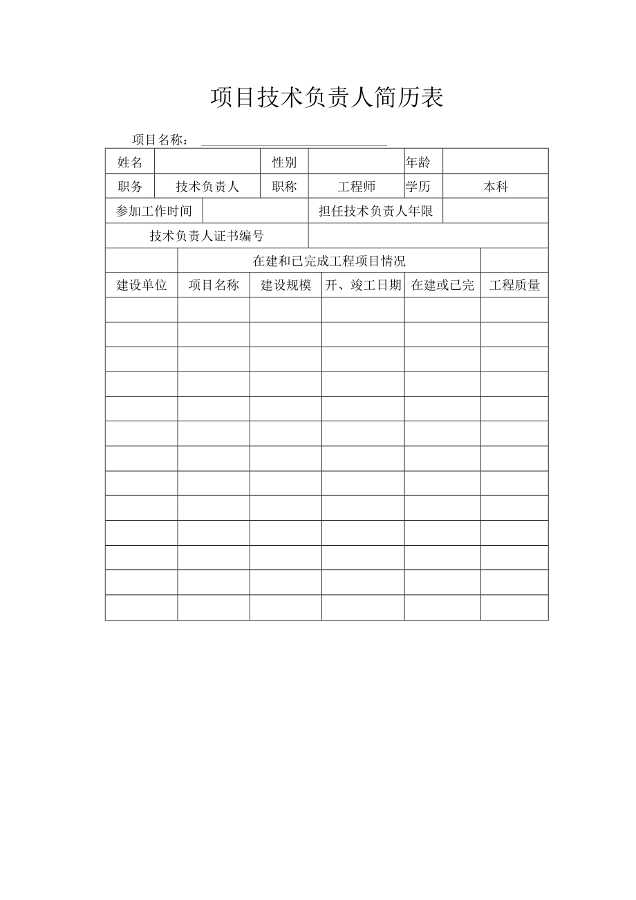 项目技术负责人简历表.docx_第1页