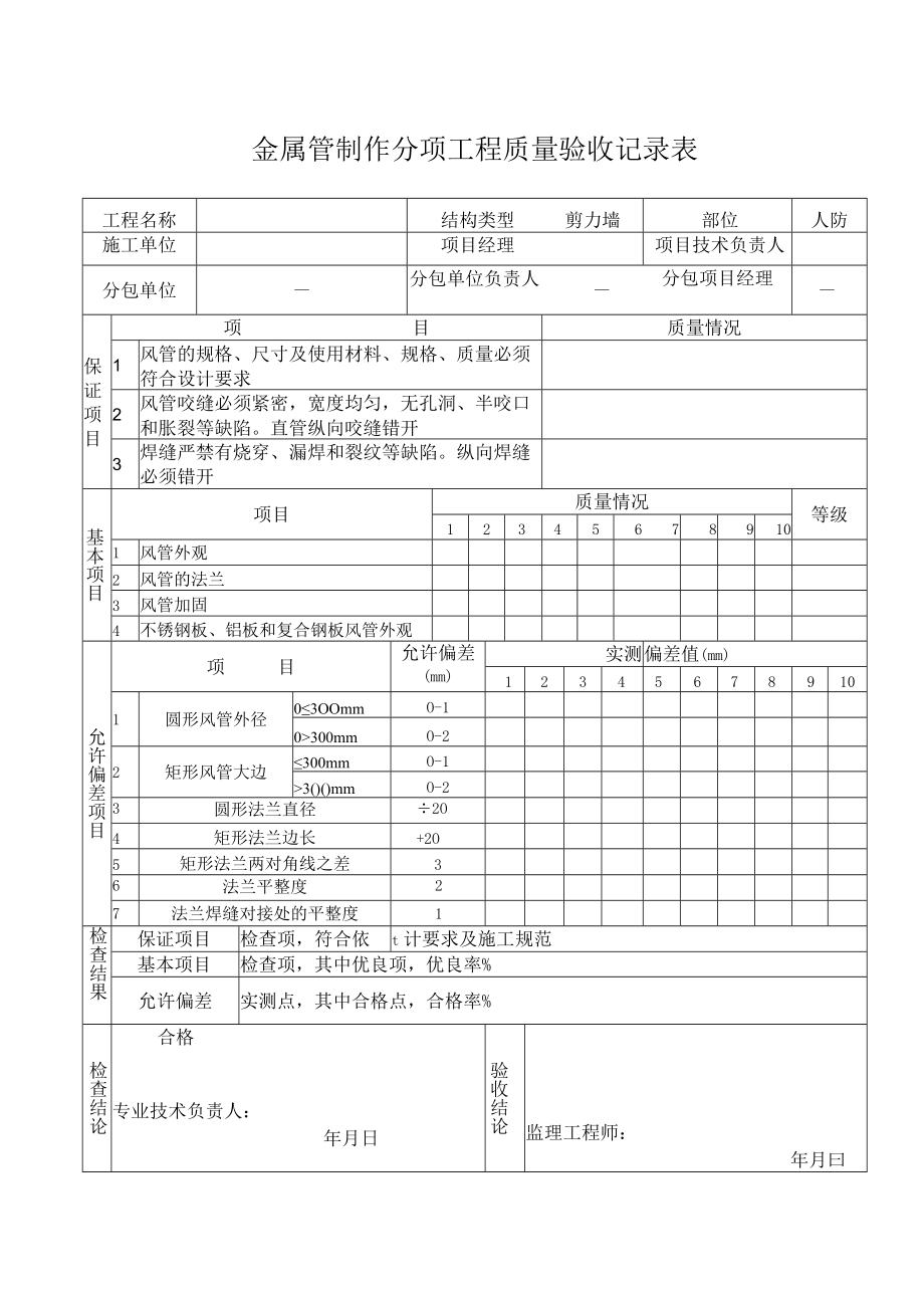 金属管制作分项工程质量验收记录.docx_第1页