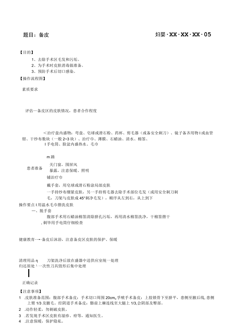 妇婴医院护理技术操作备皮操作流程图与考核评分标准.docx_第1页