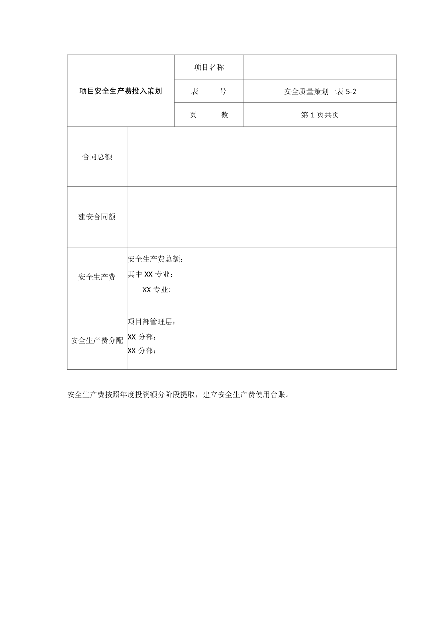 项目安全生产费投入策划表.docx_第1页