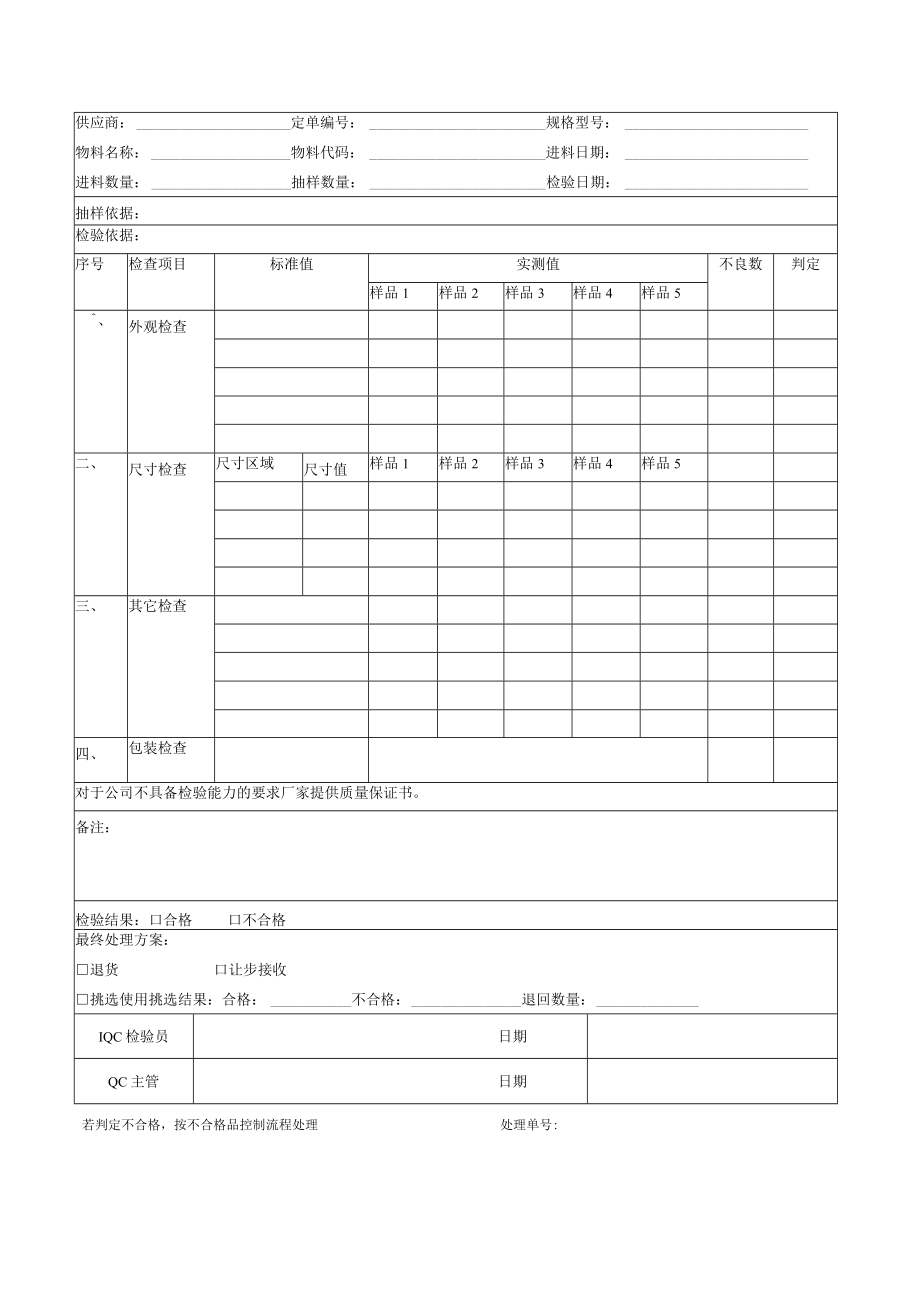 来料检验记录表(模板).docx_第1页