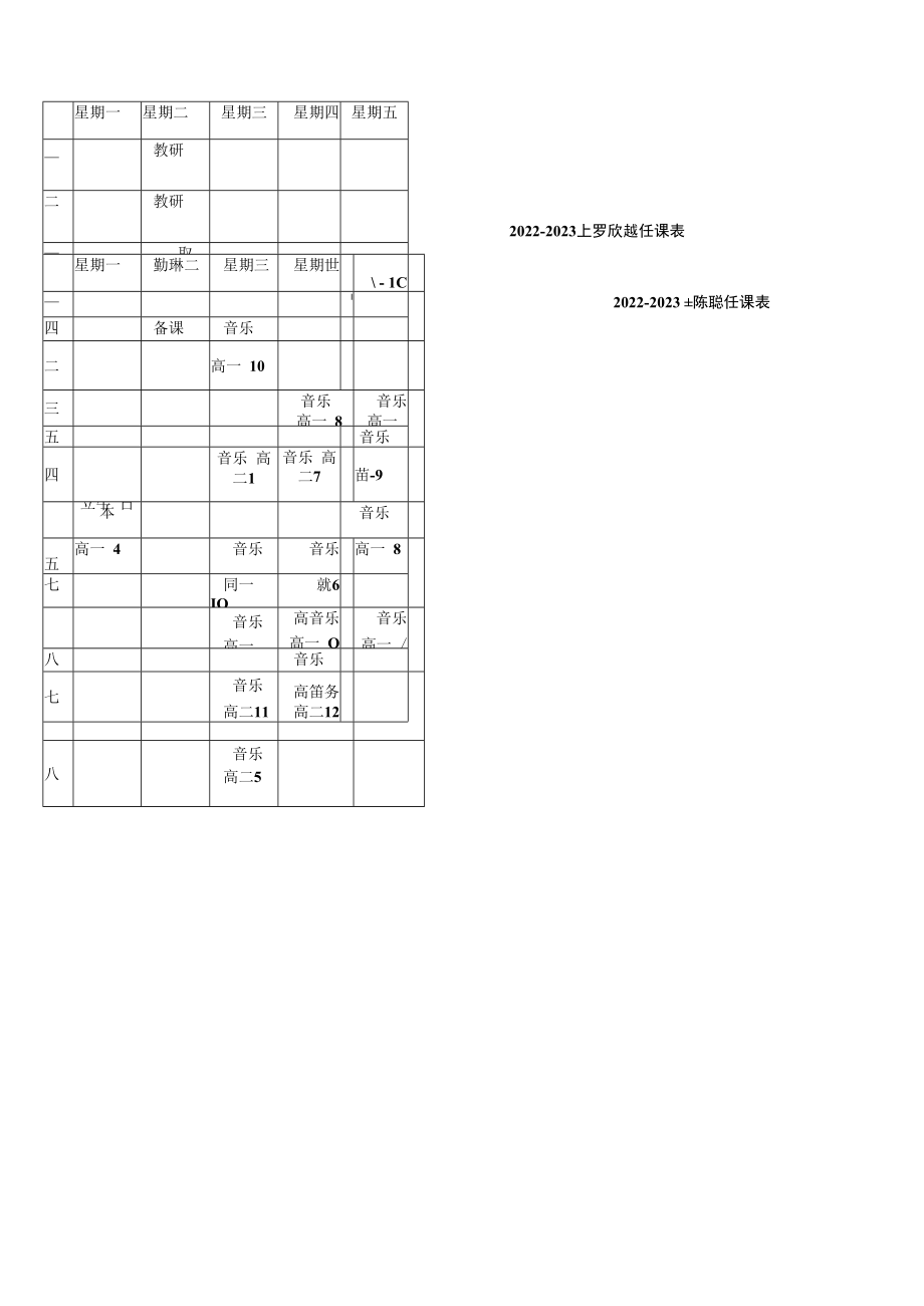 2022-2023上闵慧敏任课022-2023上刘婷任课表星期五星期五.docx_第2页