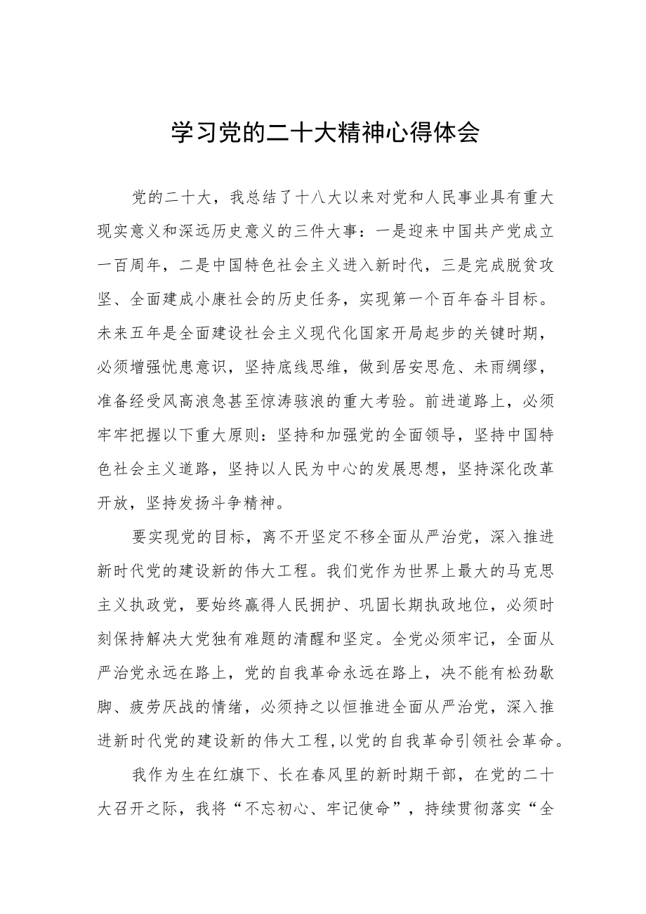 干部学习党的二十大精神个人心得体会 (26).docx_第1页