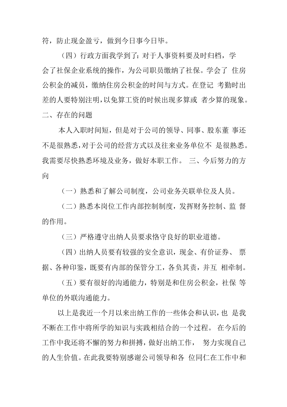 2022年民营企业财务会计出纳年终工作总结.docx_第2页