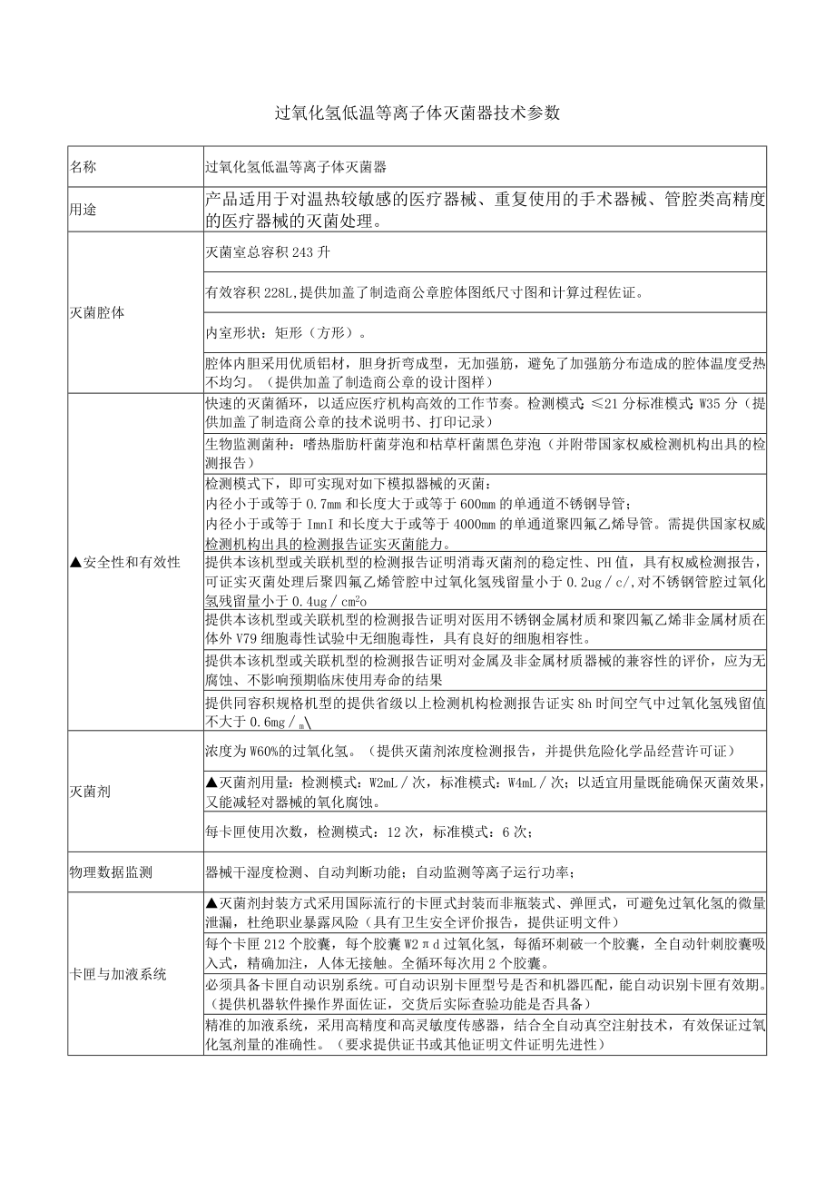 过氧化氢低温等离子体灭菌器技术参数.docx_第1页