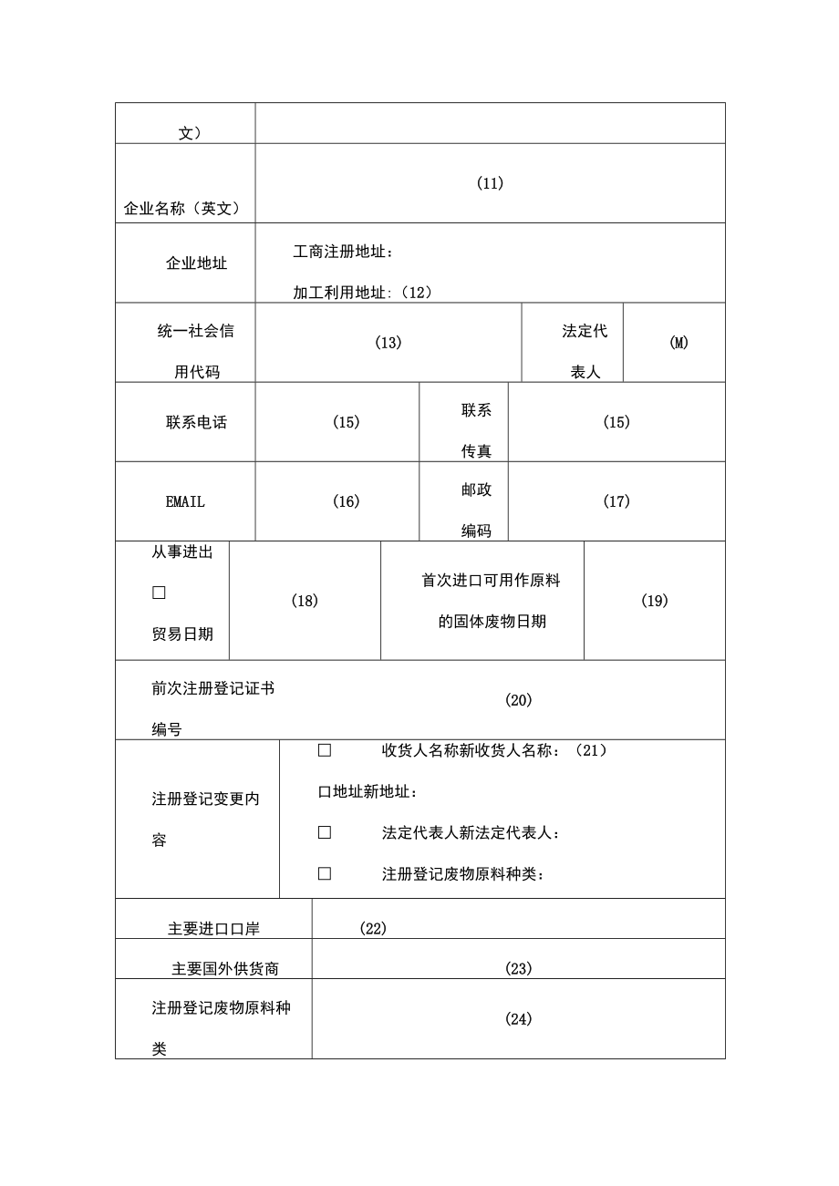 进口可用作原料的固体废物国内收货人注册登记申请书.docx_第2页